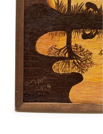 Artist signature "DujArt 2024" on the bottom corner of the wood-burned artwork.