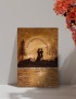 Woodburning Tableau Two Lovers under the Moon Light