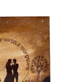 Woodburning Tableau Two Lovers under the Moon Light