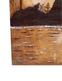 Woodburning Tableau Two Lovers under the Moon Light