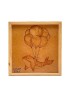 Full frontal view of the A4 dolphin and balloons woodburning in a light frame.