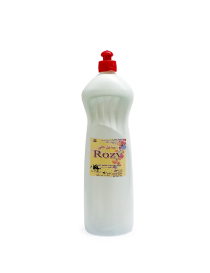 Rozy dishwashing liquid 1kg bottle side view with red cap