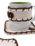 Set: cup coaster, cup cover, and towel hanger
