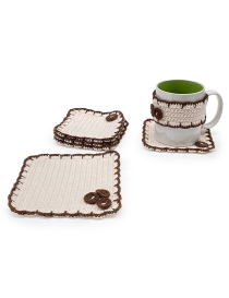 Set: cup coaster, cup cover, and towel hanger