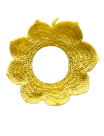 Empty yellow crochet flower frame for nursery photos