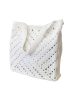 Large White Crochet Tote Bag with Lining & Pockets
