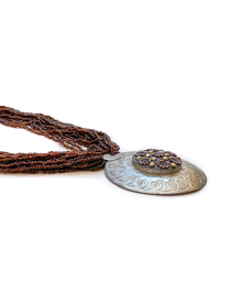 Beaded Necklace with Silver Decorated Ornament