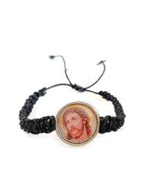 Jesus Christ Crown of Thorns medal macrame bracelet.