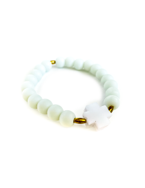 White Plexi cross Onyx Stones Bracelet