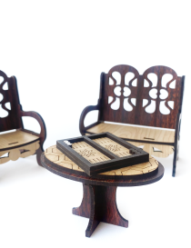 Laser Cut Wooden Mini Chairs Set