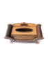 Ornate curved wooden tissue box with decorative scrollwork.