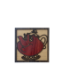 Laser cut wooden coaster with teapot character