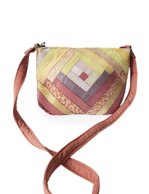 Brown and earth-toned handmade patchwork bag.