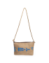Front view of Phoenician Cuneiform embroidered jute bag with rope strap.