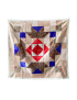 Full view of 1x1m Syrian geometric handmade wall tapestry.