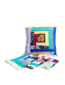 Handmade Patchwork Pillow Covers | Set of 4 | Oriental Heritage Design | Zipper Closure