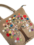 Fazlakat Tree of Life Jute Bag | Large Tote with Button Art | Handmade Syrian Bag