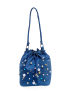 Fazlakat Rima Jeans Upcycled Denim Bucket Bag | Medium Bag with Braid & Loops | Lined with Zipper