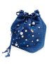 Fazlakat Rima Jeans Upcycled Denim Bucket Bag | Medium Bag with Braid & Loops | Lined with Zipper