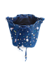 Fazlakat Rima Jeans Upcycled Denim Bucket Bag | Medium Bag with Braid & Loops | Lined with Zipper