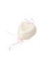Heart-shaped handmade white zinc soap with pink ribbon for sensitive skin care delivery in Syria.