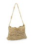 Hand-woven eco-friendly shoulder bag in natural beige color with braided strap.