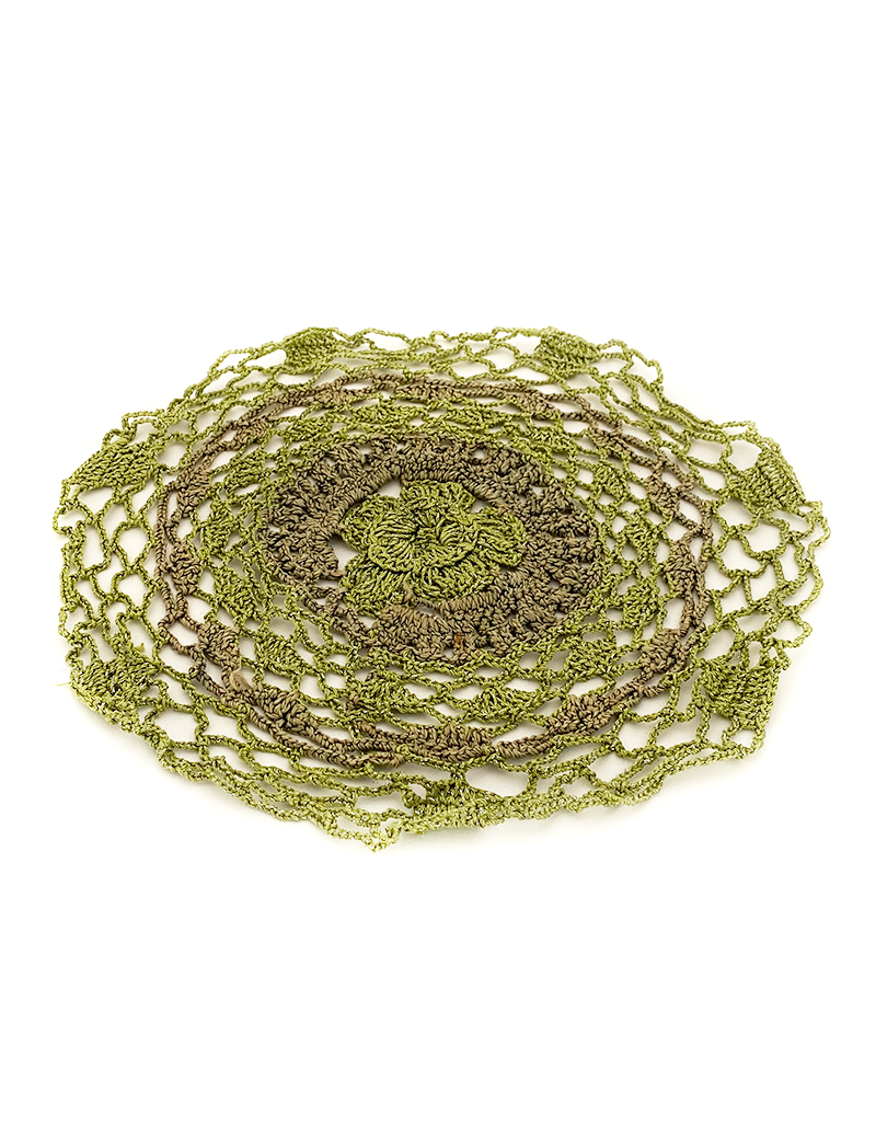Handmade olive green crochet side table cloth for home decor delivery in Syria.