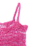 Detailed view of the durable handmade crochet straps on pink dress.