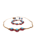Complete Ruby Bloom handmade jewelry set including necklace, bracelet, and earrings for delivery in Syria.