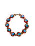 Handwoven floral bead cluster bracelet with bronze clasp.