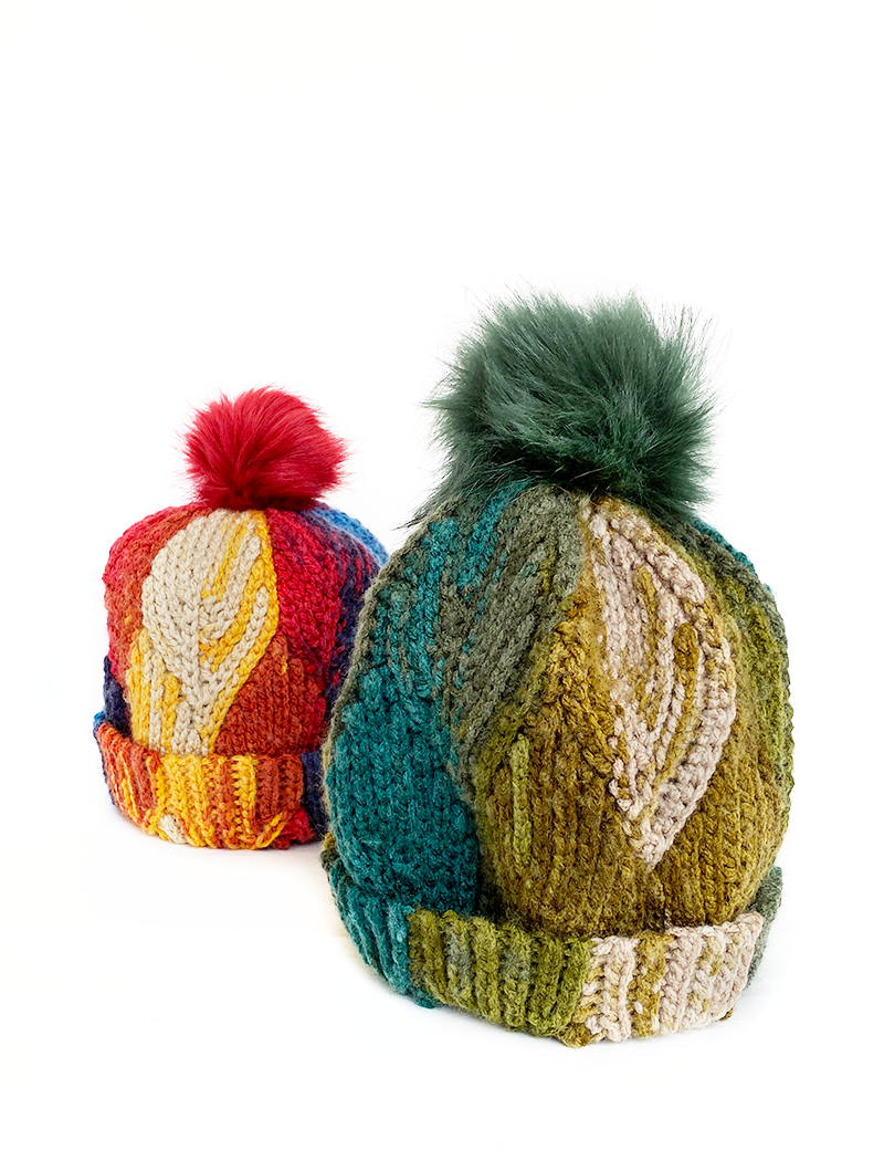 Thick Leaf Stitch Crochet Beanie – Available in Olive & Autumn Shades