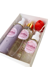 Close-up of Azalea premium floral fragrance and skincare hamper for Mother's Day or Valentine's gifts.