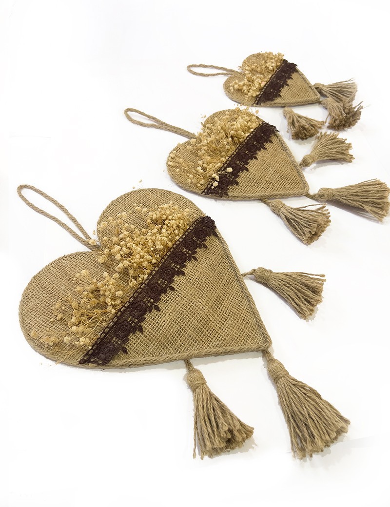 Burlap Heart Decor, Dried Flower Art, Rustic Wall Hanging, Boho Nursery Decor, Handmade Heart Gift.