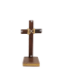 Standing handmade rustic wooden cross with twine and rhinestones.