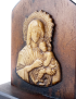 Back view of dark wood religious plaque base