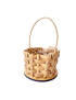 Small rustic wicker favor basket with visible vertical support stakes.