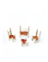 4-piece miniature wooden lounge set with woven seats.