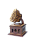 Side view of wooden mini gramophone model