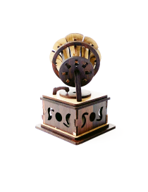 Back view showing construction of wooden gramophone