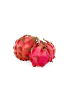 Two fresh red Syrian dragon fruits on a white background.