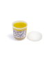 Traditional herbal joint pain relief balm in open jar showing yellow natural ointment texture.