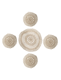 Full 5-piece handmade crochet coaster set for home delivery in Syria.