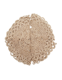 Four folded handmade crochet coasters ready for gifting and delivery.