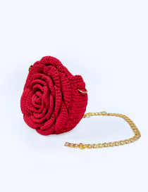Removable stripe crochet Damascus rose bag.