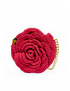 Elegant red Damask rose shaped crochet evening bag featuring a premium gold chain strap.