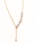 Elegant gold-plated Y-shaped necklace with white faux pearls by J&L Accessories