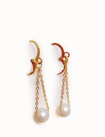 Pair of matching gold-plated pearl drop earrings for daily wear