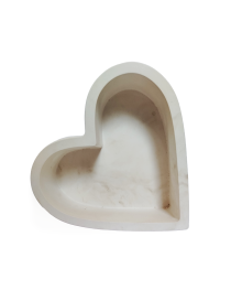 Handmade heart-shaped white gypsum decor bowl and favor tray for Syria gift delivery.