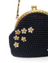 Classic vintage gold-toned kiss lock clasp on hand-knitted Damascene purse