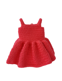 Detachable bright pink crochet dress for Rama handmade doll.